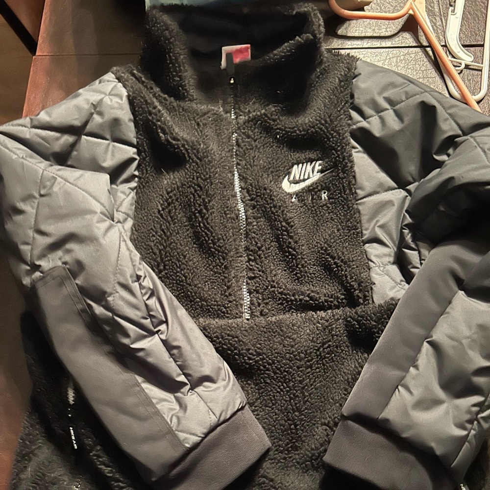Nike Black and Gray Fleece Jacket boys medium